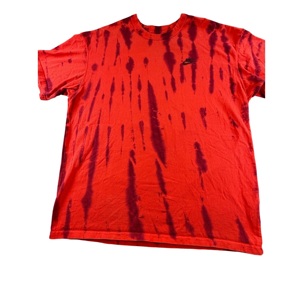 Nike The Nike Tee Red Purple Tie Dye Loose Fit Short Sleeve T-Shirt Mens Large
